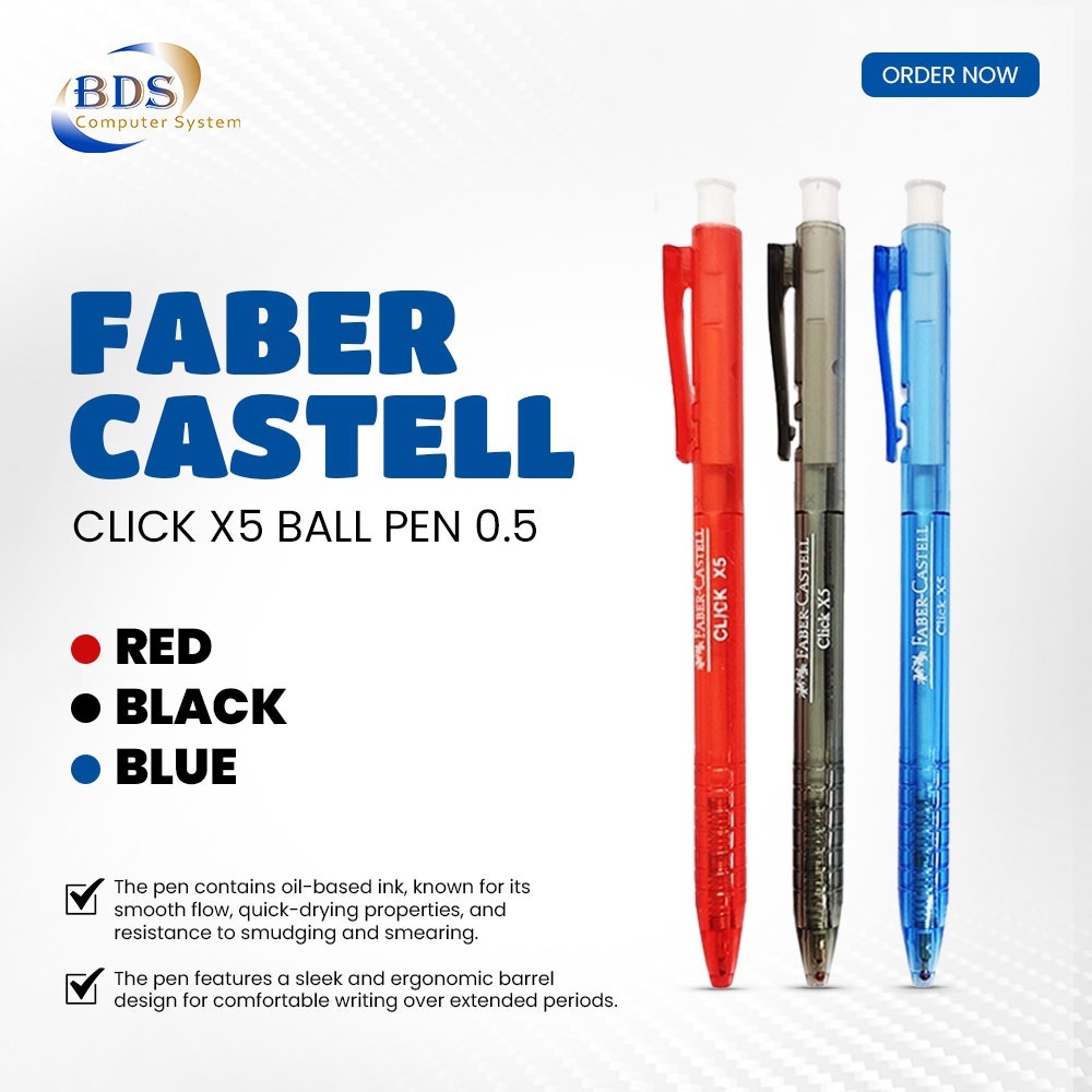 FABER CASTELL CLICK X5 BALL PEN (0.5MM) / CLICK X7 BALL PEN (0.7MM) PER ...
