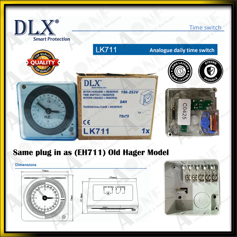 HAGER EHN711/EH711, DLX LK711, EPS ET-24HR - 24 Hours Timer Switch ...
