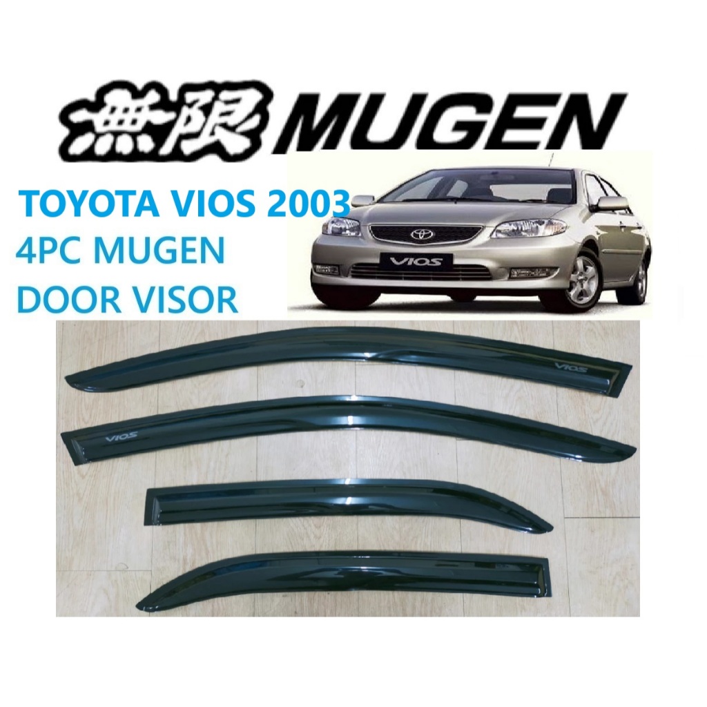 4PC TOYOTA VIOS 2003 NCP42 Air Press Mugen Rain Guard Mirror Window ...