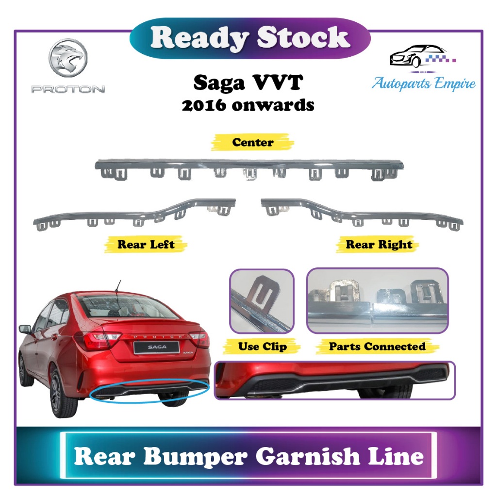 Proton Saga 】 Chrome Rear Bumper Garnish / Hiaskan Bumper Depan ( Saga ...