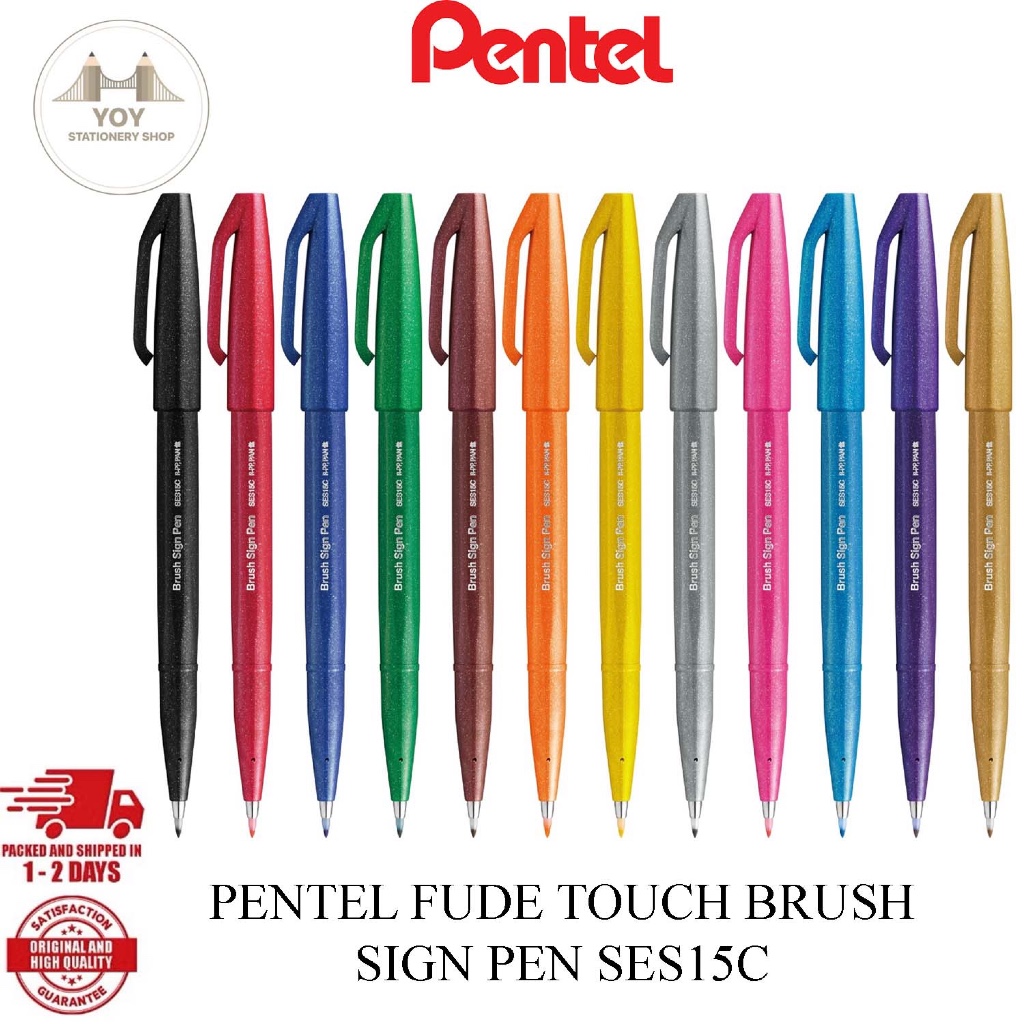 PENTEL FUDE TOUCH BRUSH SIGN PEN SES15C | Shopee Malaysia