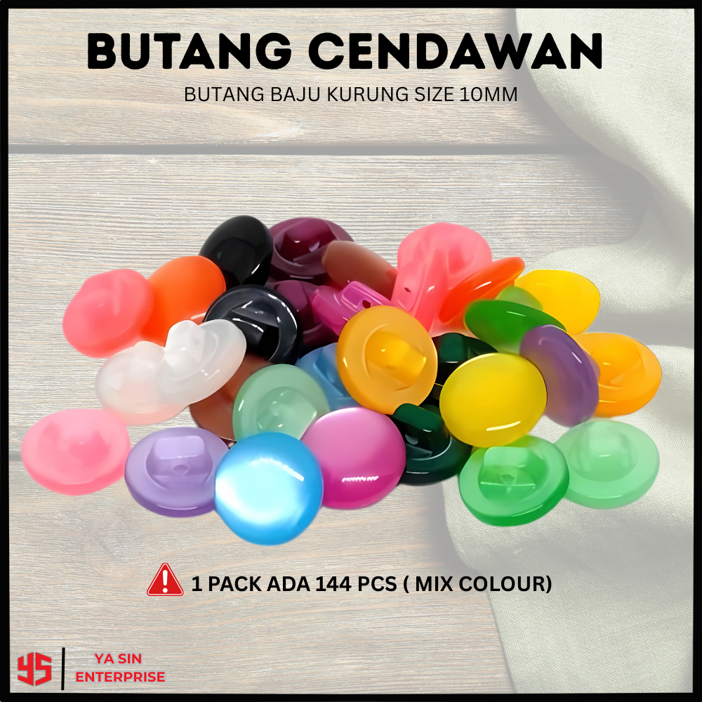 BUTANG CENDAWAN/ BUTANG TOGU / BUTANG BAJU KURUNG 10MM-144 PCS MIX ...