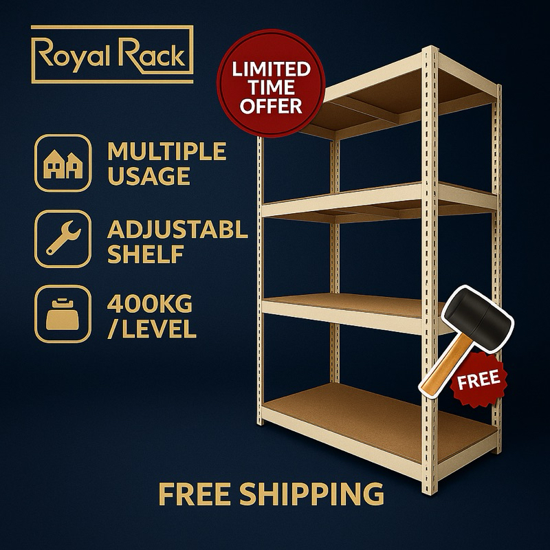 RoyalRack【Beige White】Boltless Rack Storeroom Warehouse Storage Shelf ...