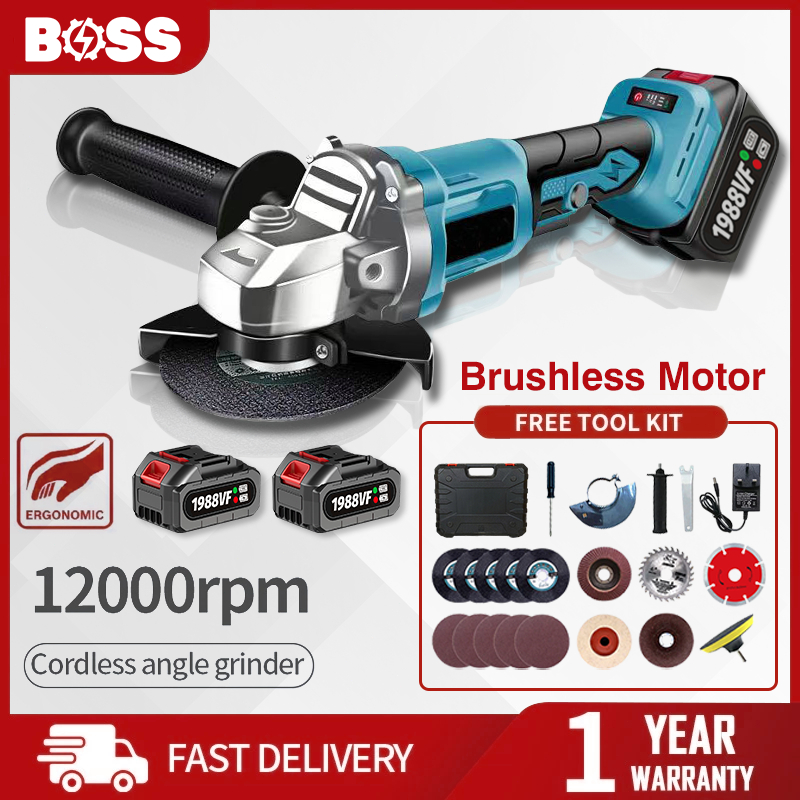 【Boss】1988VF Cordless Angle Grinder Cutting Disc & Grinding Polisher ...