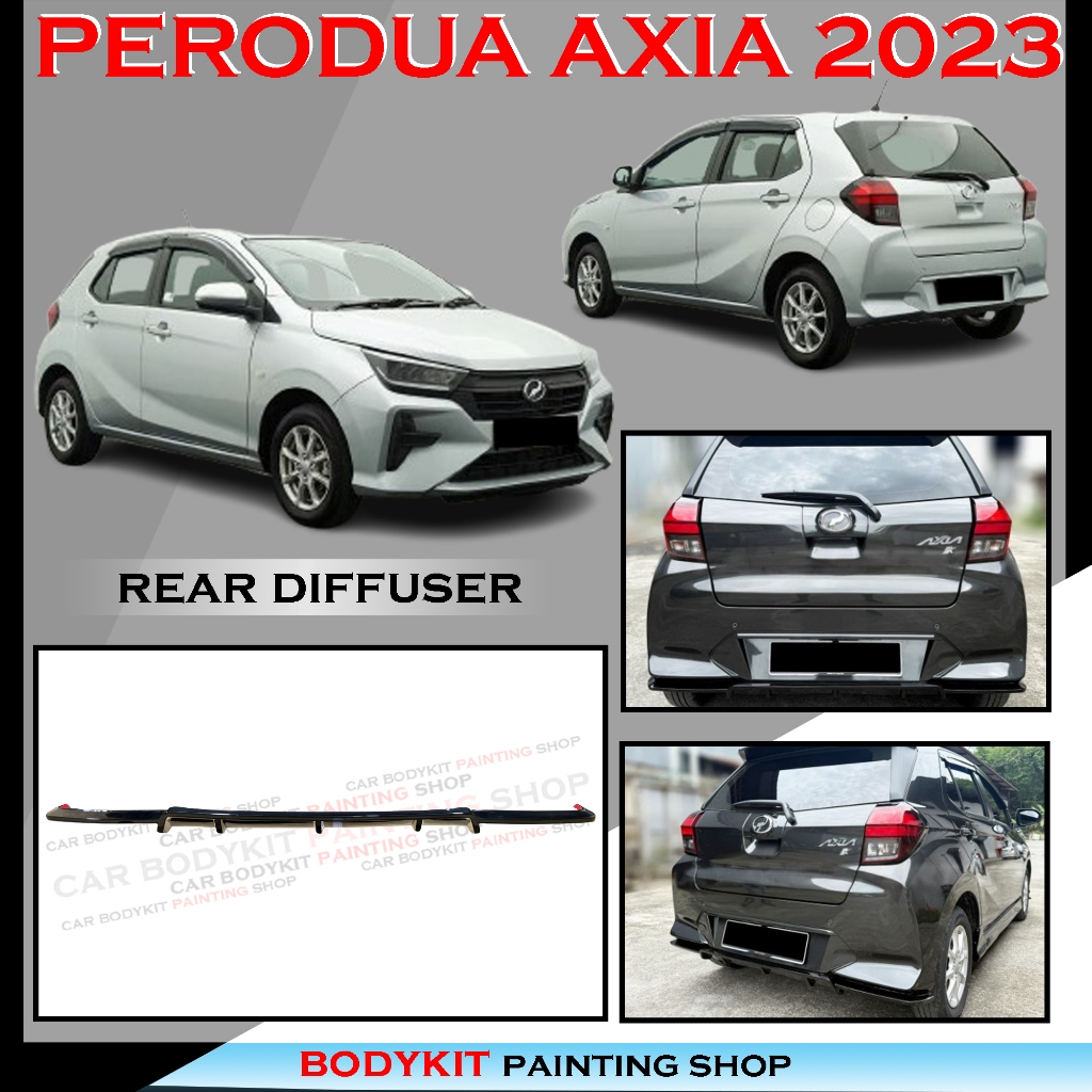 PERODUA AXIA 2023 R DESIGN STYLE REAR DIFFUSER BELKANG BUMPER LIP WITH ...