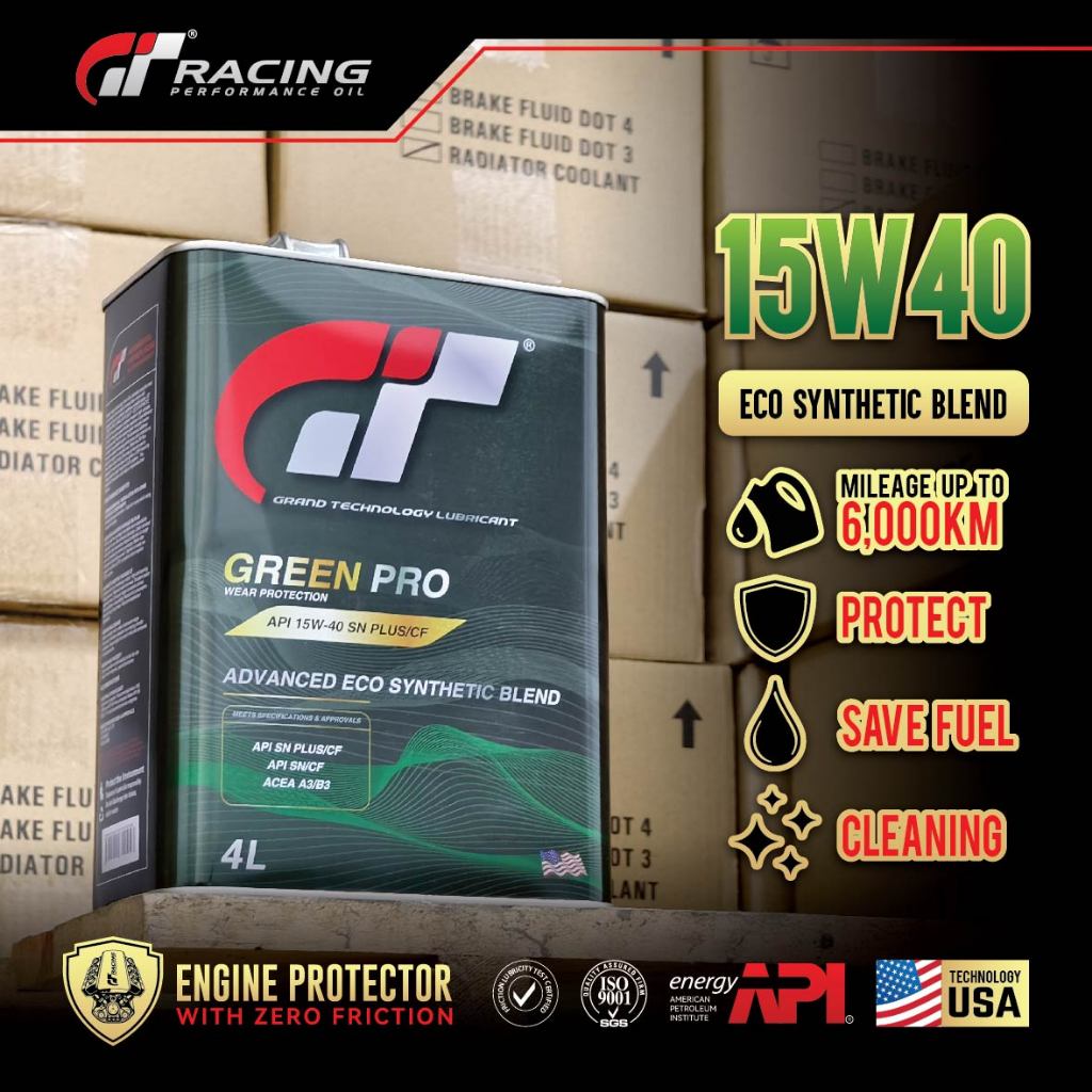 GT 15W40 Eco Synthetic Blend Car Engine Oil SN Plus CF 4L - Minyak ...