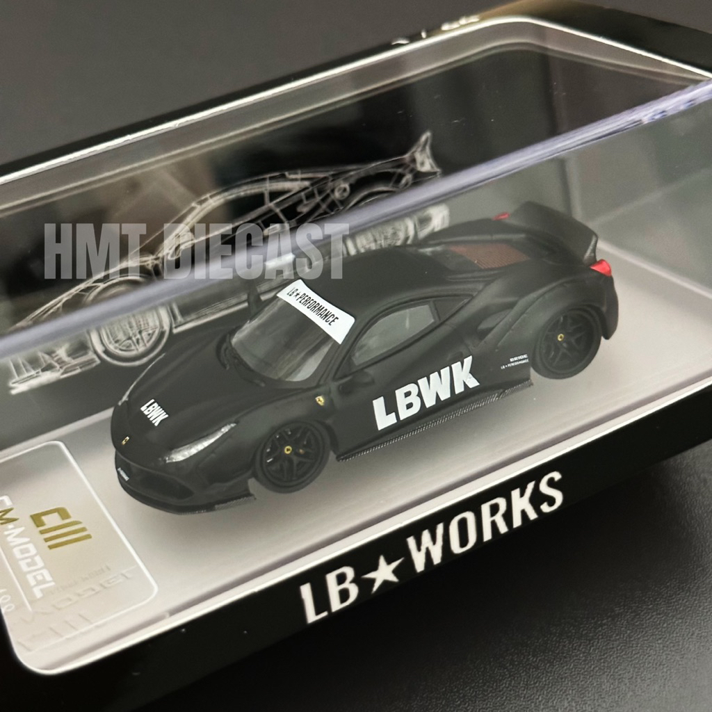 (READY STOCK) CM MODEL 1/64 LBWK Ferrari 488 Widebody Matte Black ...