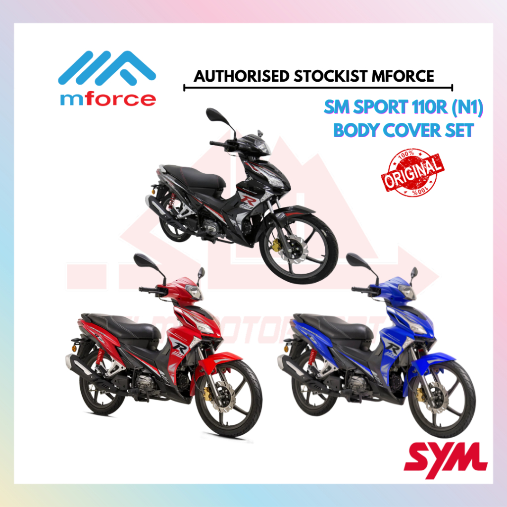 [100% ORIGINAL] SYM SM SPORT 110R (N1) 2019 BODY COVER SET WITH STRIPE ...