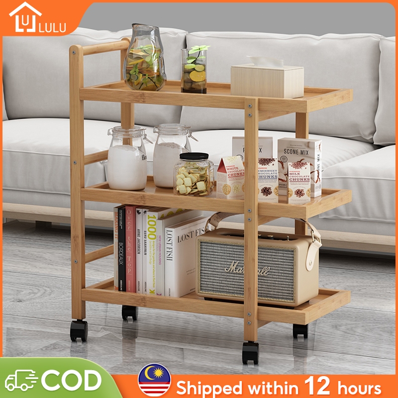 LULU Storage Rack Shelf Rack With Wheels Bamboo Kitchen Rack Moving ...
