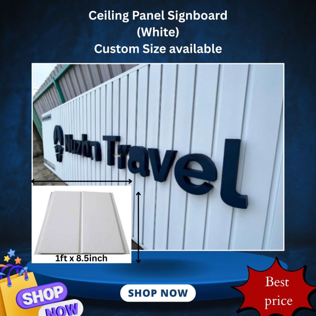 Papan Tanda Panel Siling | White color only | Ceiling Panel signboard ...