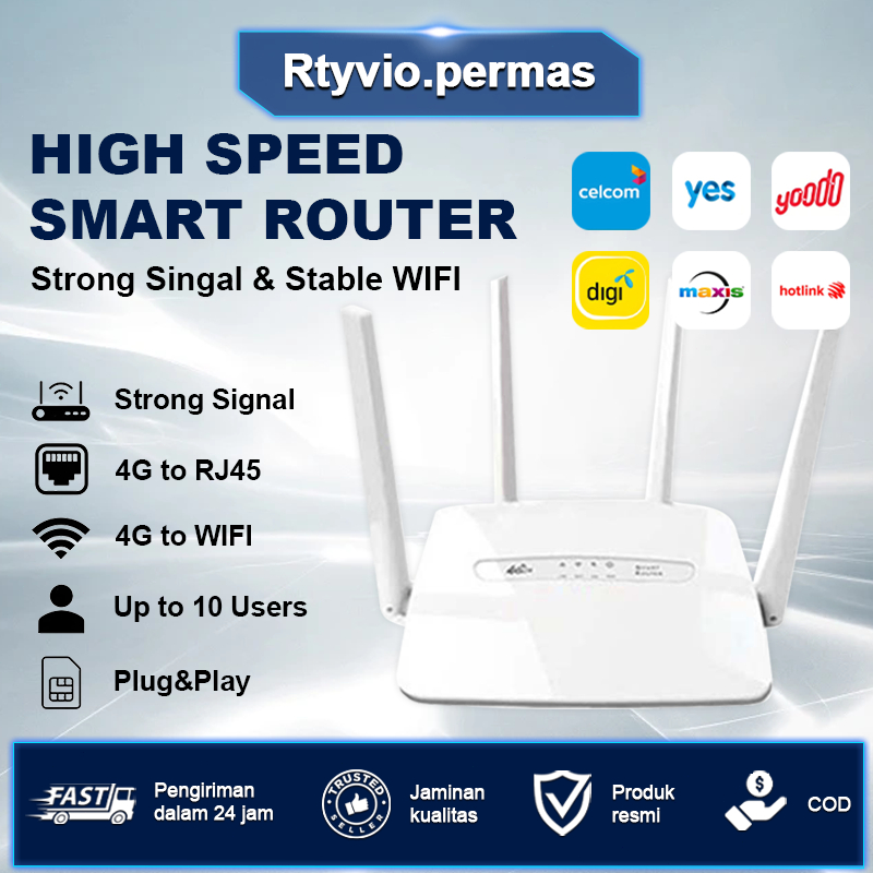 C300 4G LTE Modem WiFi Router Sim Card Rumah Pejabat Plug Play ...