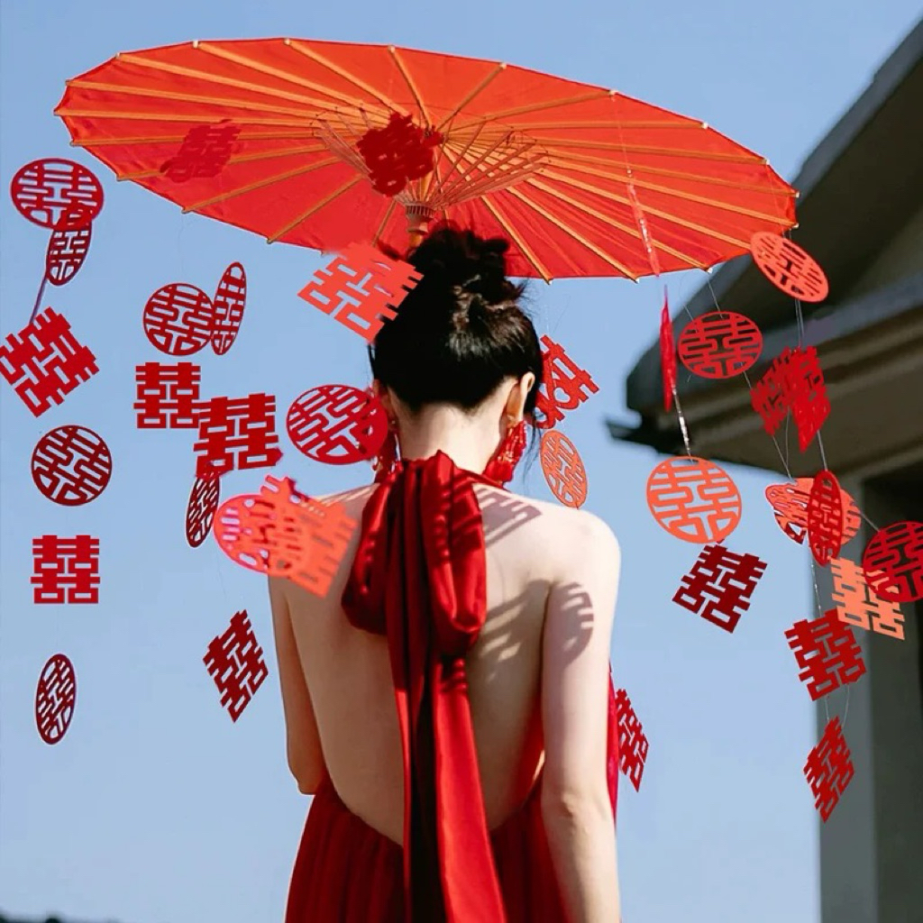 中式喜字婚伞油伞红伞婚纱晨跑拍摄道具婚礼喜字复古拍照旗袍迎亲Chinese Wedding Umbrella Red | Shopee ...