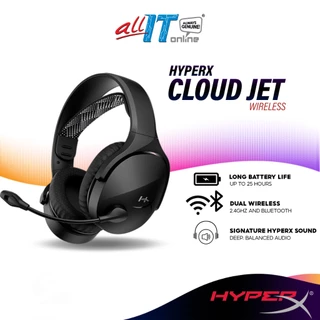 HyperX Cloud Jet Wireless Gaming Headset with Signature HyperX Sound, Swivel-to-Mute Boom Mic, Long Battery Life