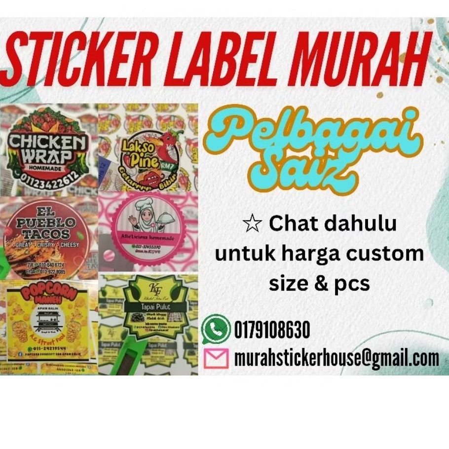 STICKER LABEL PRODUK CUSTOM MURAH (PELBAGAI SAIZ) | Shopee Malaysia