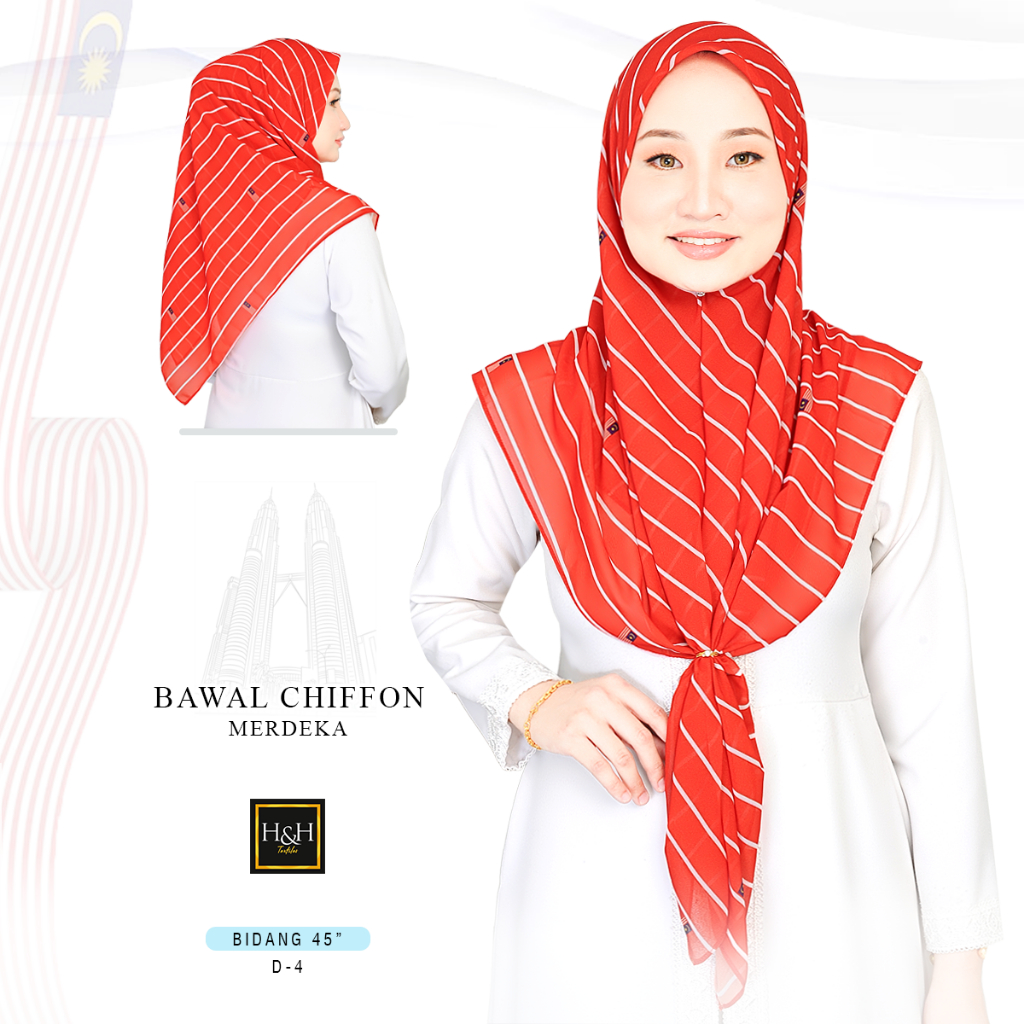 Merdeka Tudung Bawal MERDEKA Pattern Bidang 45