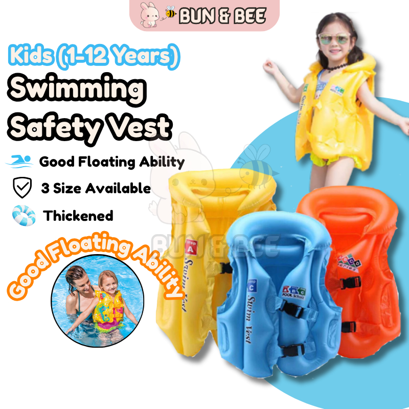 Kids Swimming Life Vest Jacket Inflatable Swimsuit Floatable Swim Pool ...