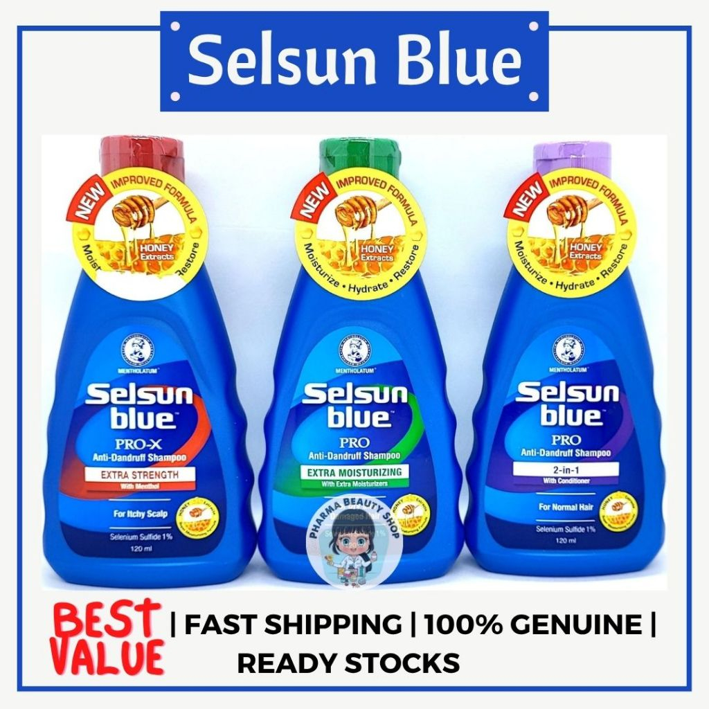 Selsun Blue Anti-Dandruff Shampoo Range 120ml/ 200ml (2-in-1/ Extra ...