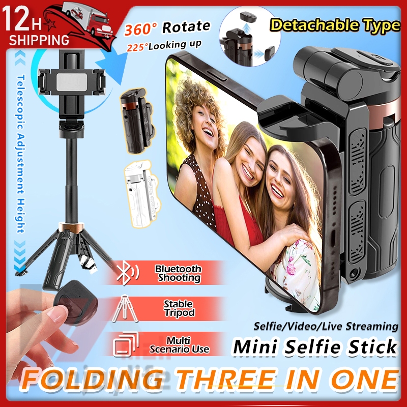 360° Rotating Bluetooth Selfie Stick with Remote Control, Extendable ...