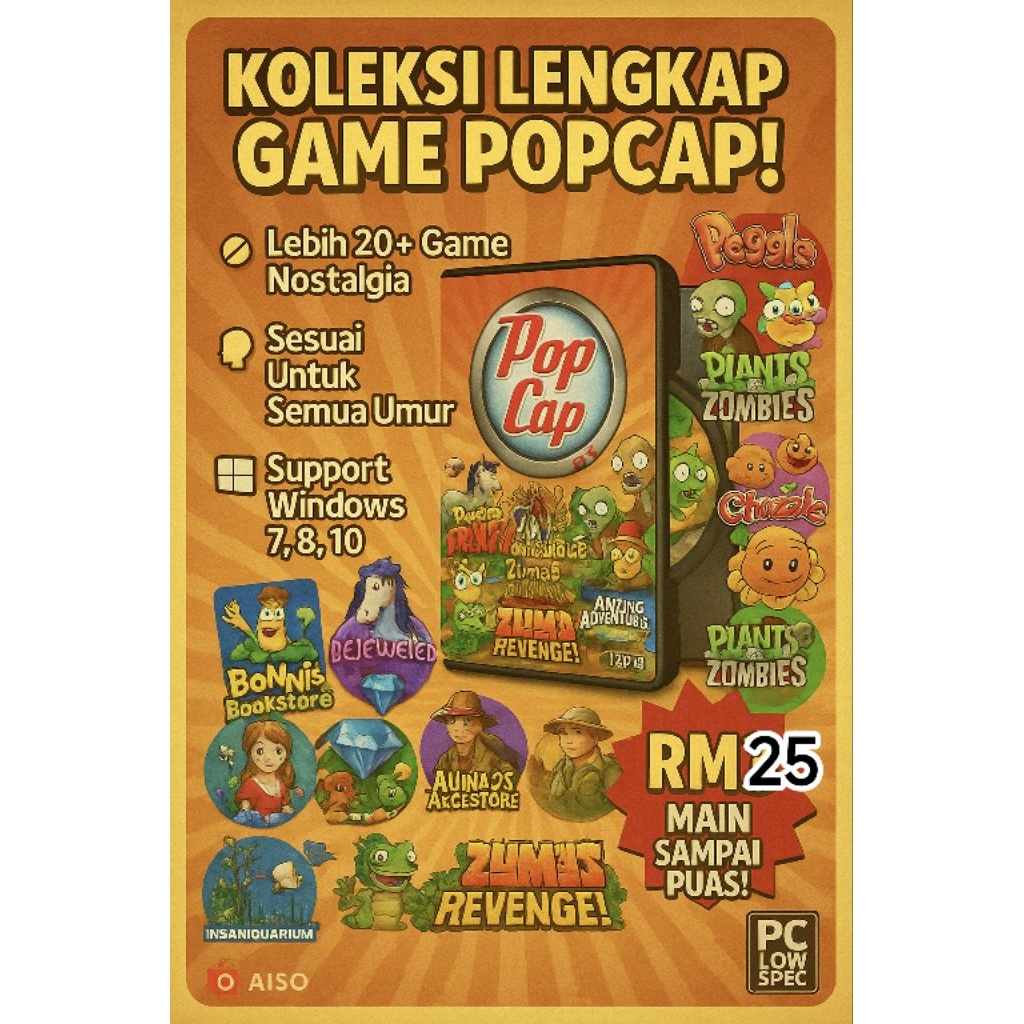 🎮💥 PopCap Games 80 in 1 Collection 💥🎮 📀 Windows PC Game | RM25 ONLY ...
