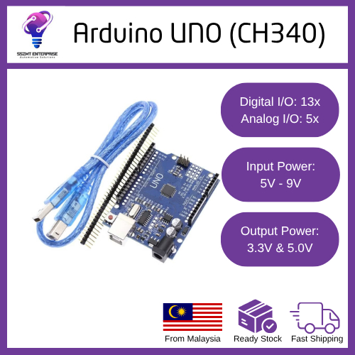 Arduino UNO R3 SMD Compatible Development Board with ATmega328P AU Chip ...