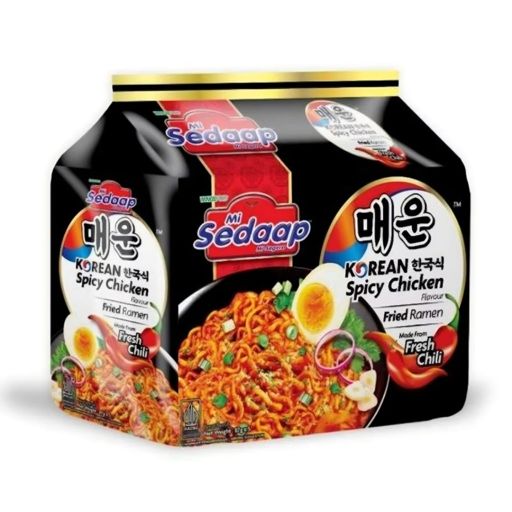 MEE SEDAAP MI SEDAAP KOREAN SPICY CHICKEN GORENG 干 ( 5 X 87g ) PER PACK ...