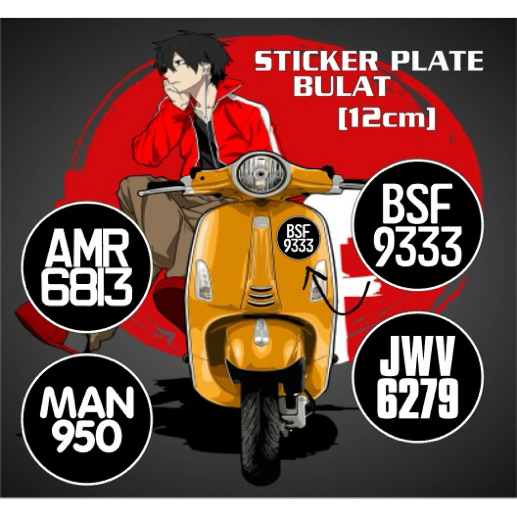2-Layer high quality cutting sticker number / Number Plate Bulat ...