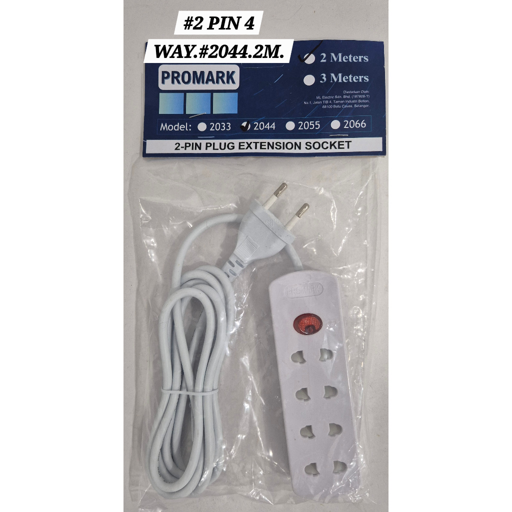 PROMARK Multi Power Plug Adapter Cord Extension 2-Pin Outlet 4 Way ...