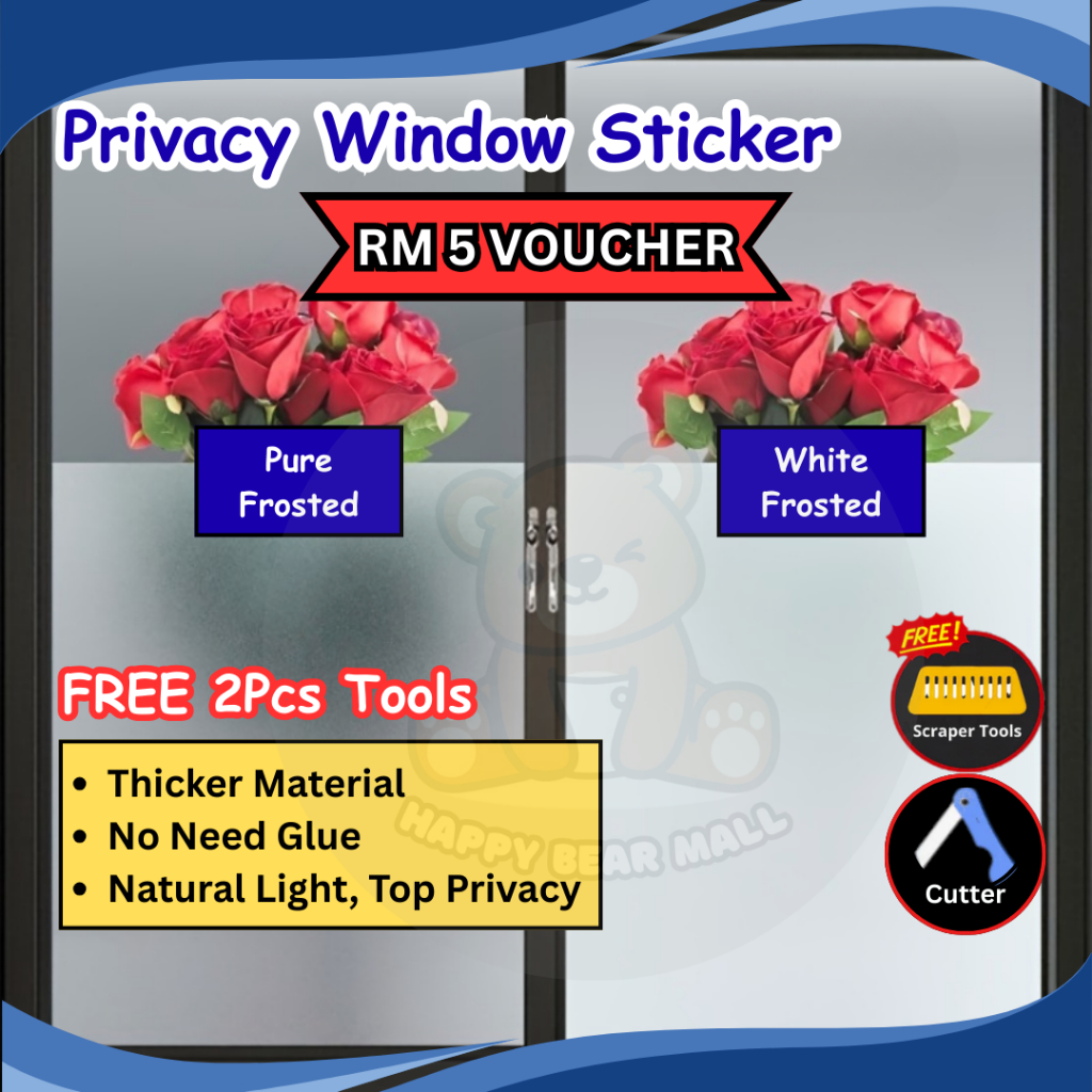 45cm/50cm/60cm/90cm/120cm x 120cm Privacy Window Film Tinted Tingkap ...