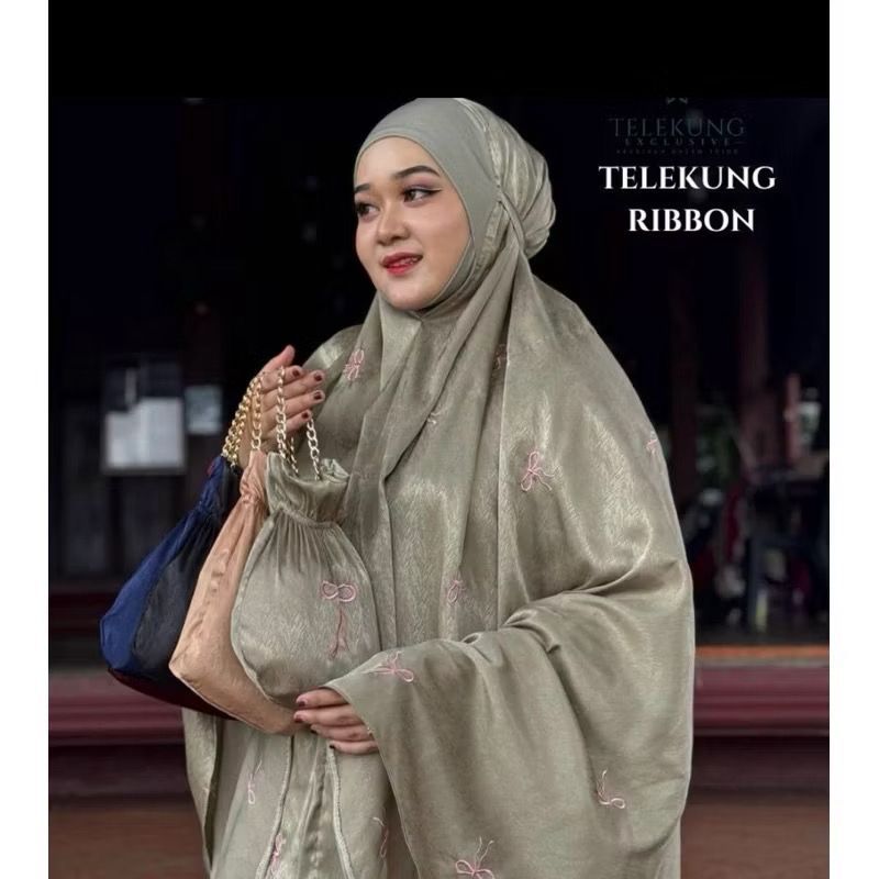 Telekung sulam reben @ ribbon coquette material satin jacquar yang ...