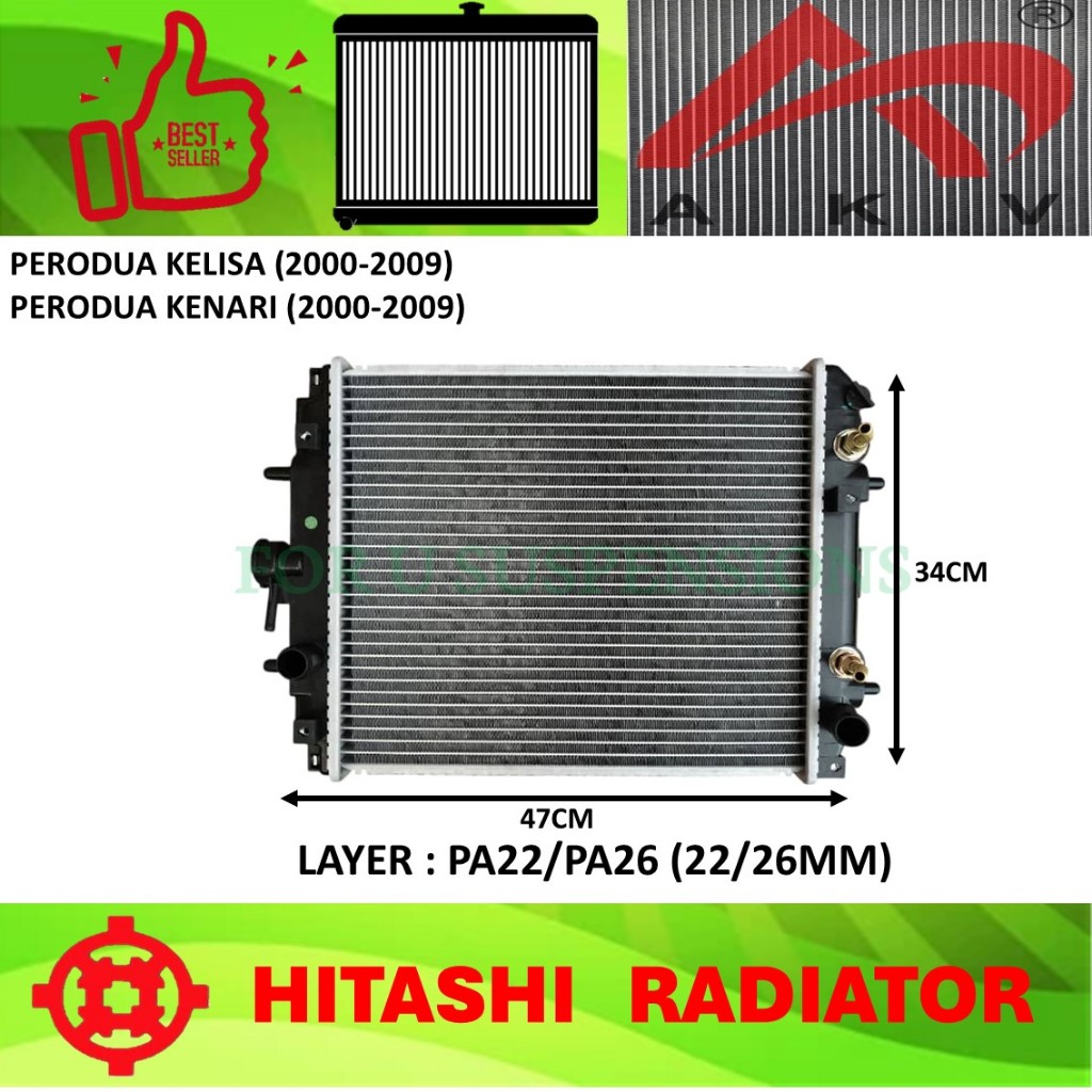 BRAND HITASHI AND AKV RADIATOR FIT PERODUA KELISA KENARI AUTO MANUAL ...
