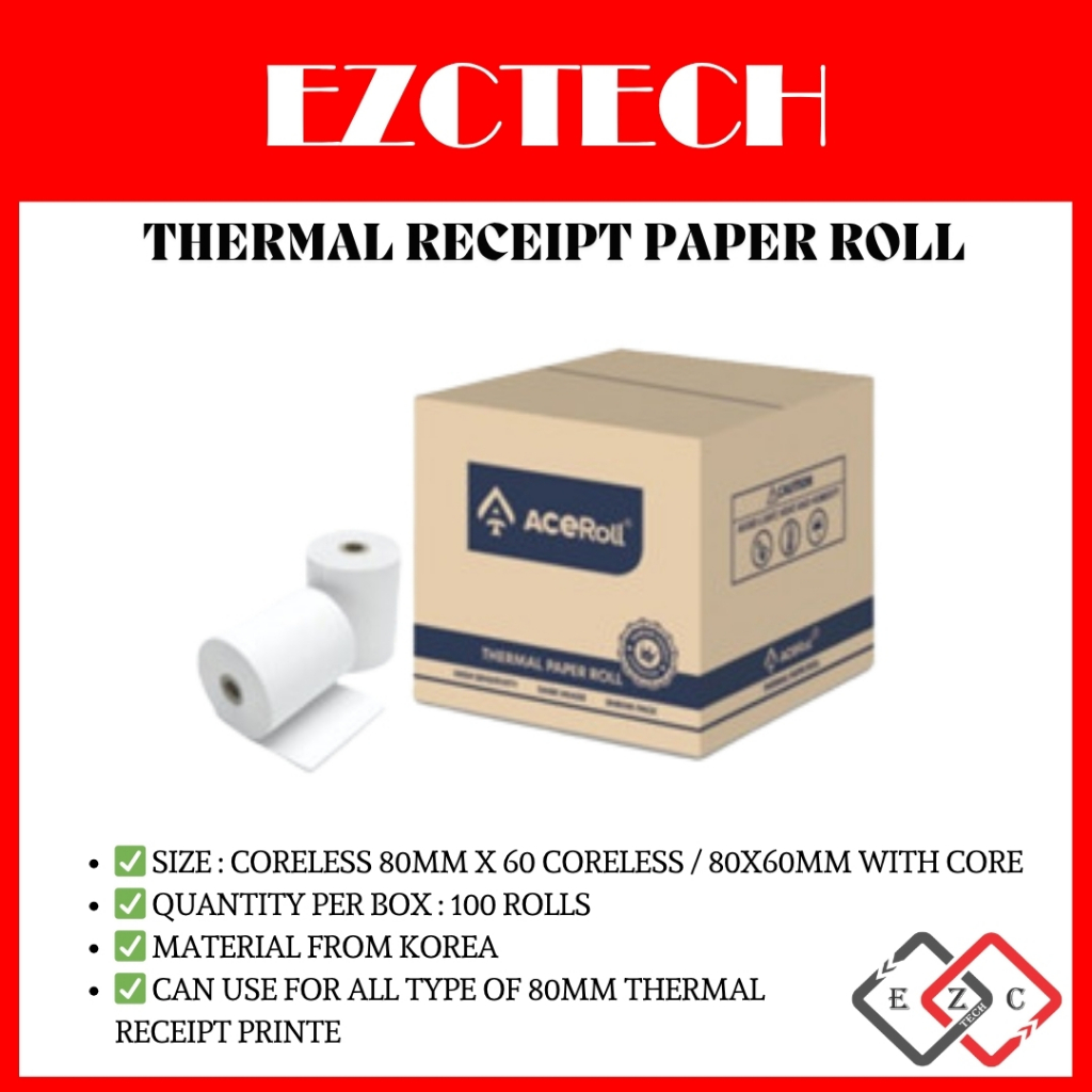 Thermal Receipt Paper Roll 80x60mm for POS SYSTEM | Shopee Malaysia