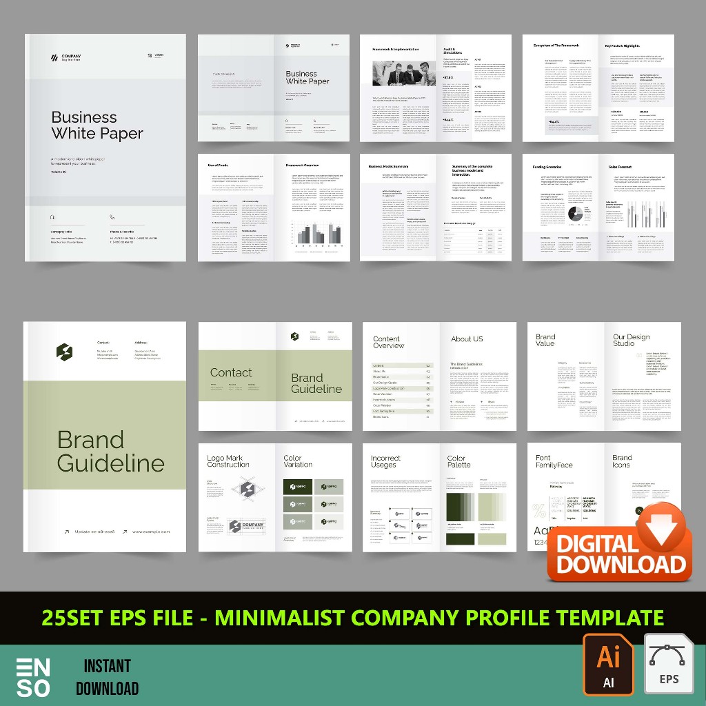 25Set EPS Files - Minimalist Company Profile Template | Adobe ...