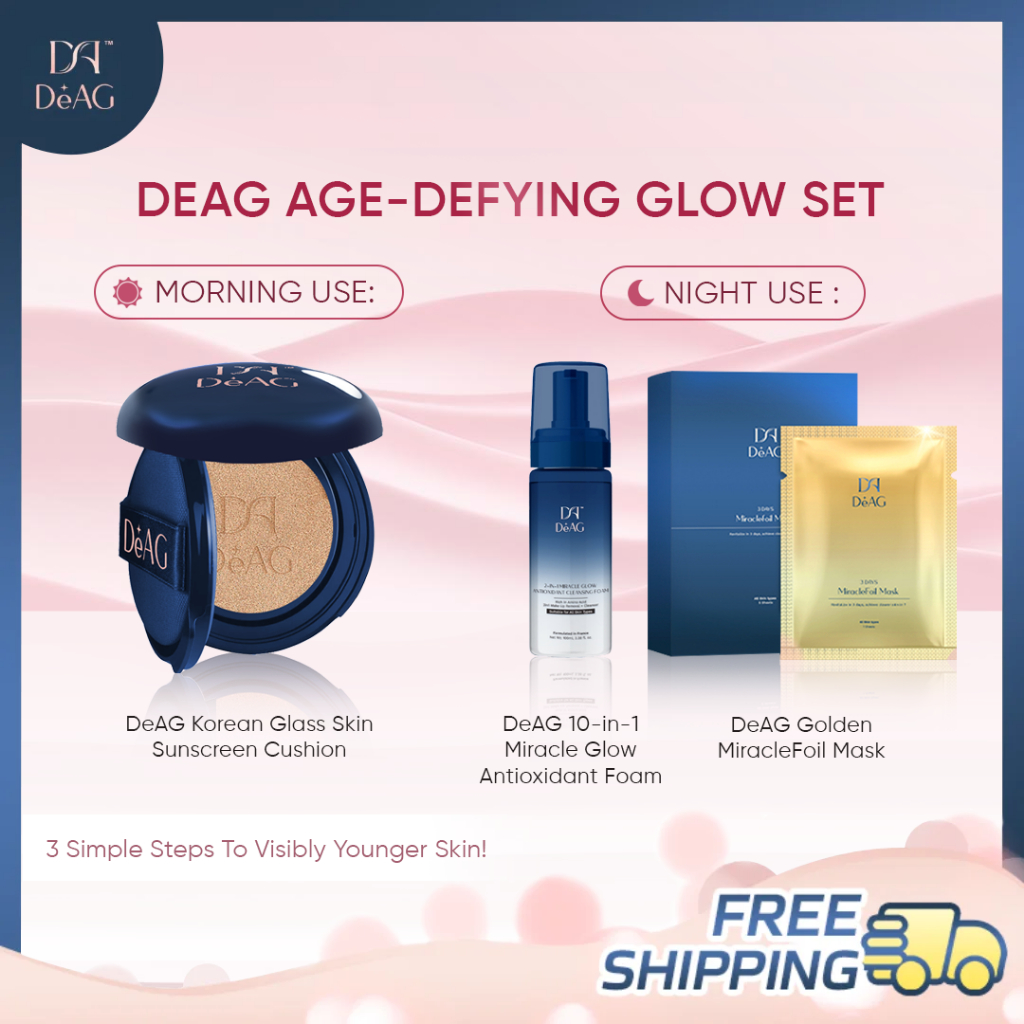 【DeAG】Age-Defying Glow Set Sunscreen Cushion Mask Cleansing Foam MakeUp ...