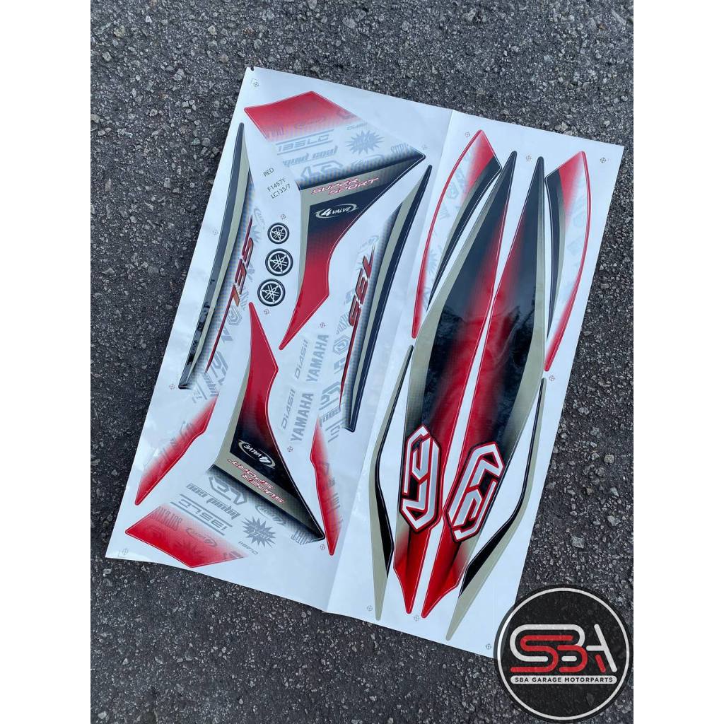 STICKER STRIPE BODY SET / COVERSET LC LC135 V2 V3 V4 V5 V6 V7 MERAH RED ...