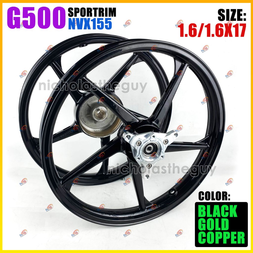 Aerox Thai Sport Rim G500 NVX155 1.6/1.6x17 Bright Black/Light Gold ...