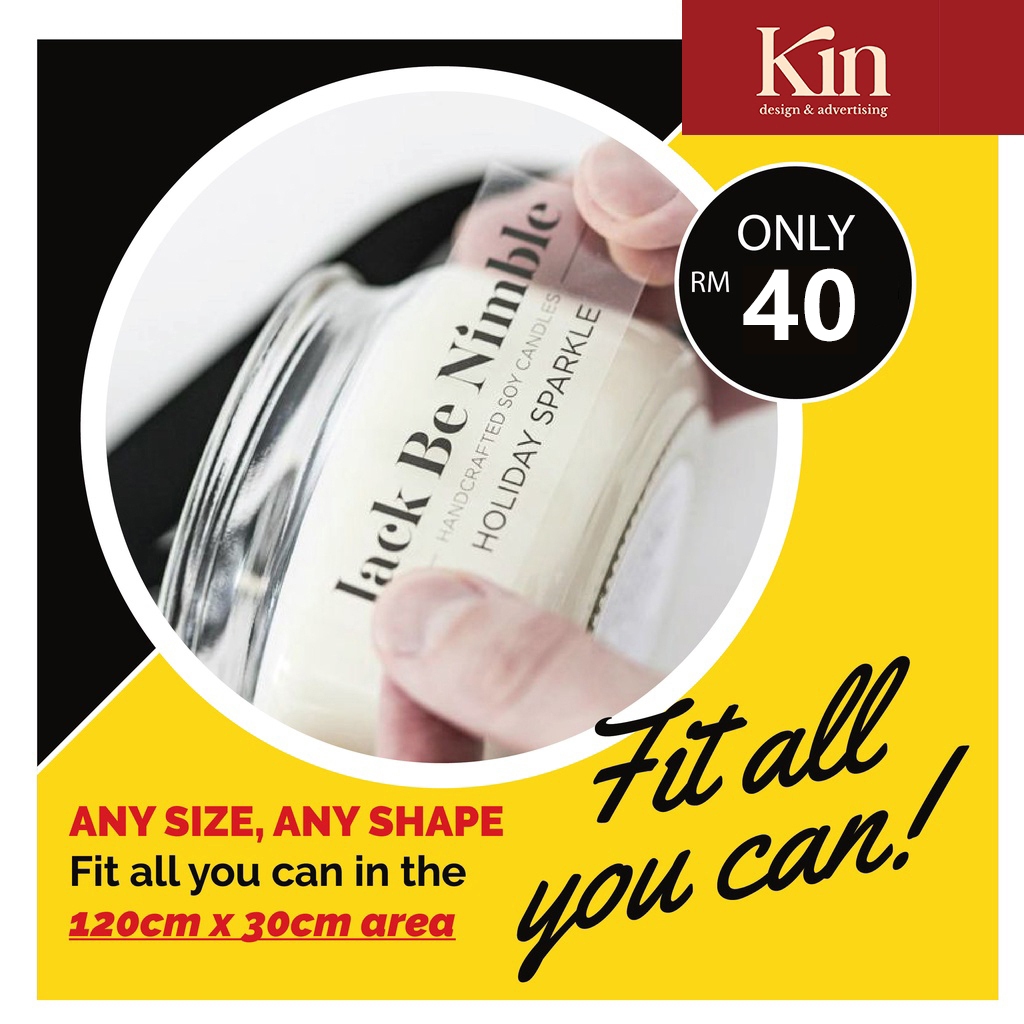 KIN - Sticker Label Printing WHITE BASE/TRANSPARENT BASE (Fit as much ...