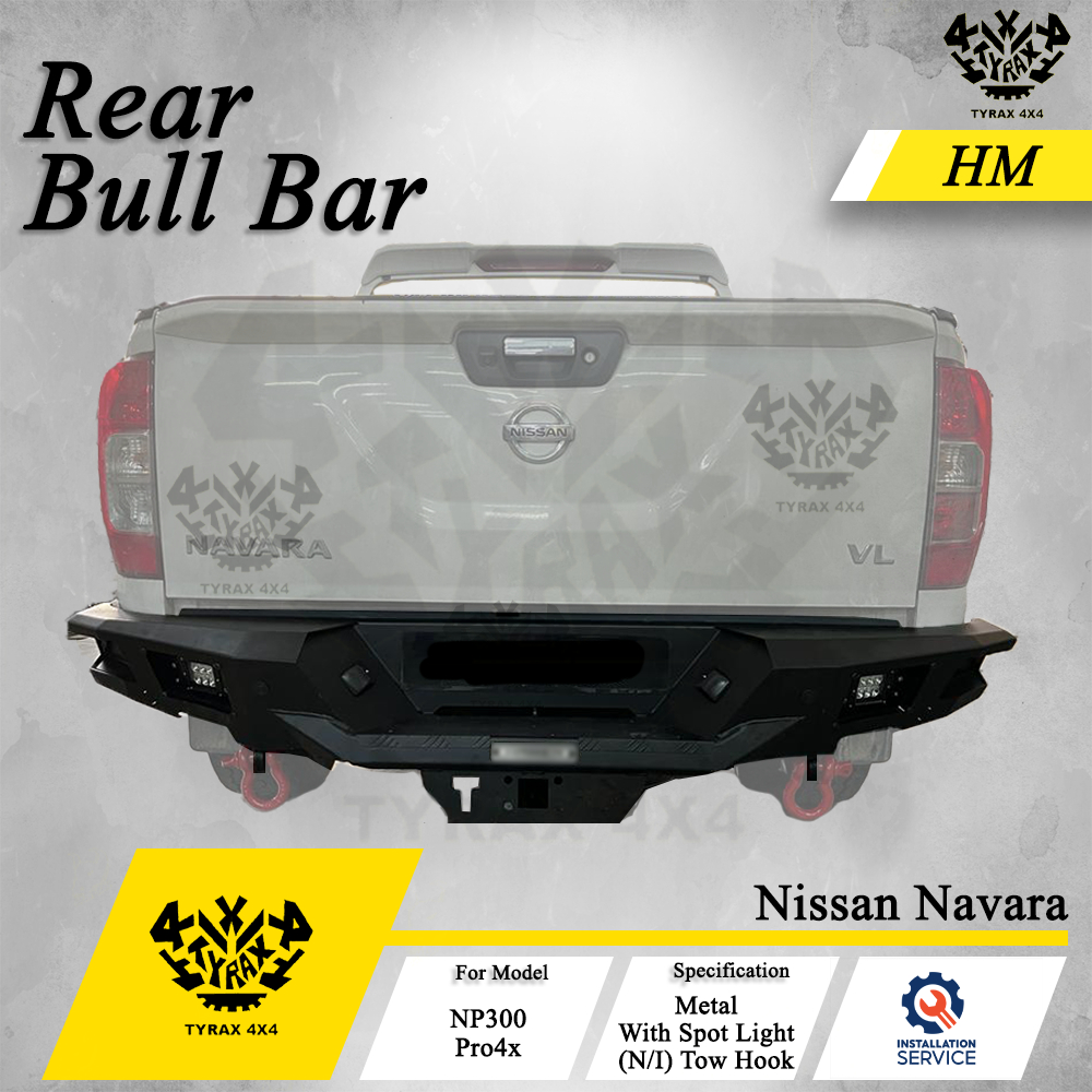 Navara NP300 Rear Bull Bar Metal NP300 Bull Bar Belakang Besi V1 ...