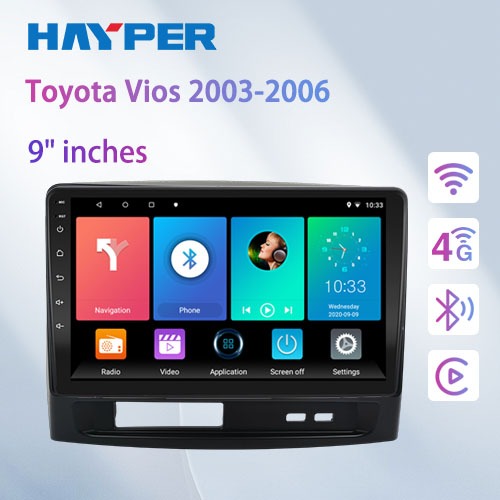 “9″ Vios 2003‑06 Smart Display – 4+64 GB, Rear Overlay Guide Lines ...