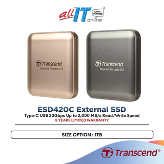 Transcend ESD420 External SSD Type-C USB 20Gbps Up to 2,000 MB/s Read/Write Speed (1TB)