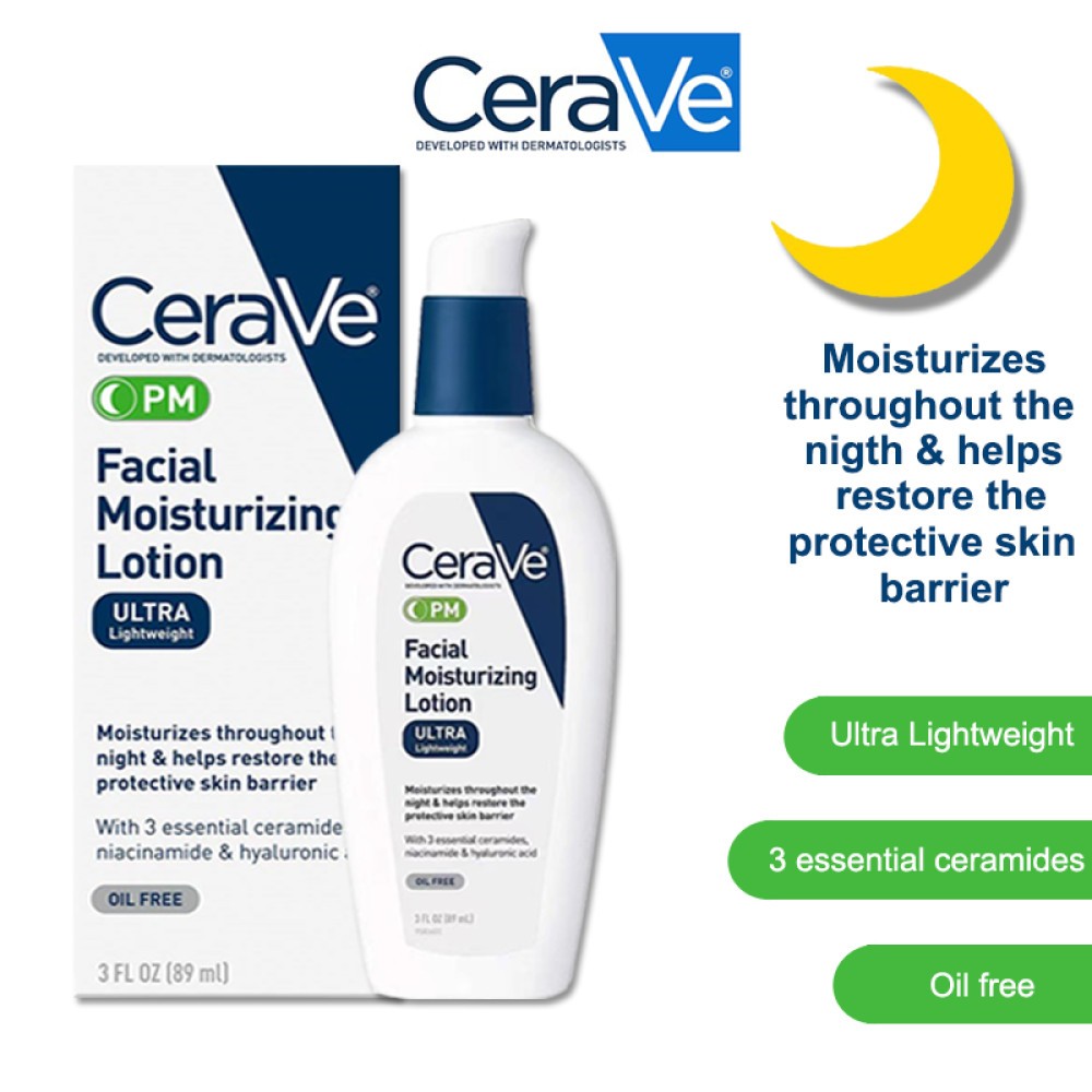 CeraVe PM Facial Moisturizer helping restore the skin barrier 89ml ...