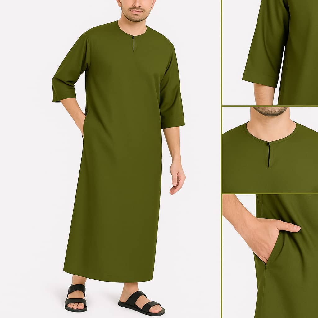 Islamic Men’s Robe Jubah Long Dress Exclusive Men’s Jubah Round Neck ¾ ...