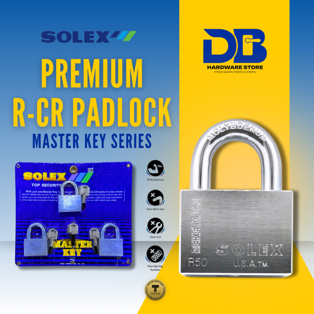DB 100% Original Solex Premium Master Key CR40/45/50MM Series Padlock ...