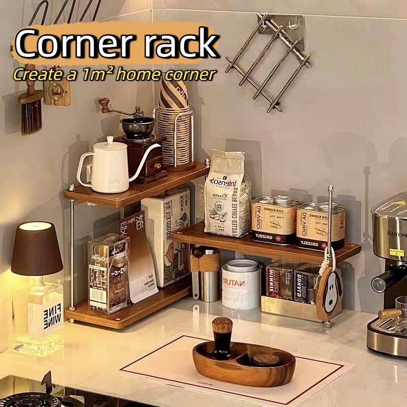 SEVENWOOD Rak Dapur Multifunctional Corner Coffee Rack Kitchen ...