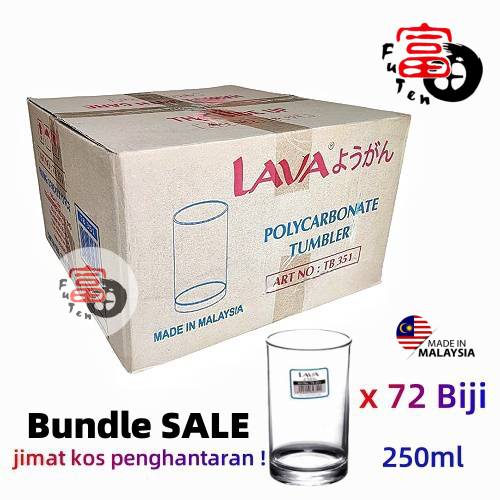 72Biji 250ml TB351PC Round Transparent PC Tumbler Plastic Cup Cawan ...