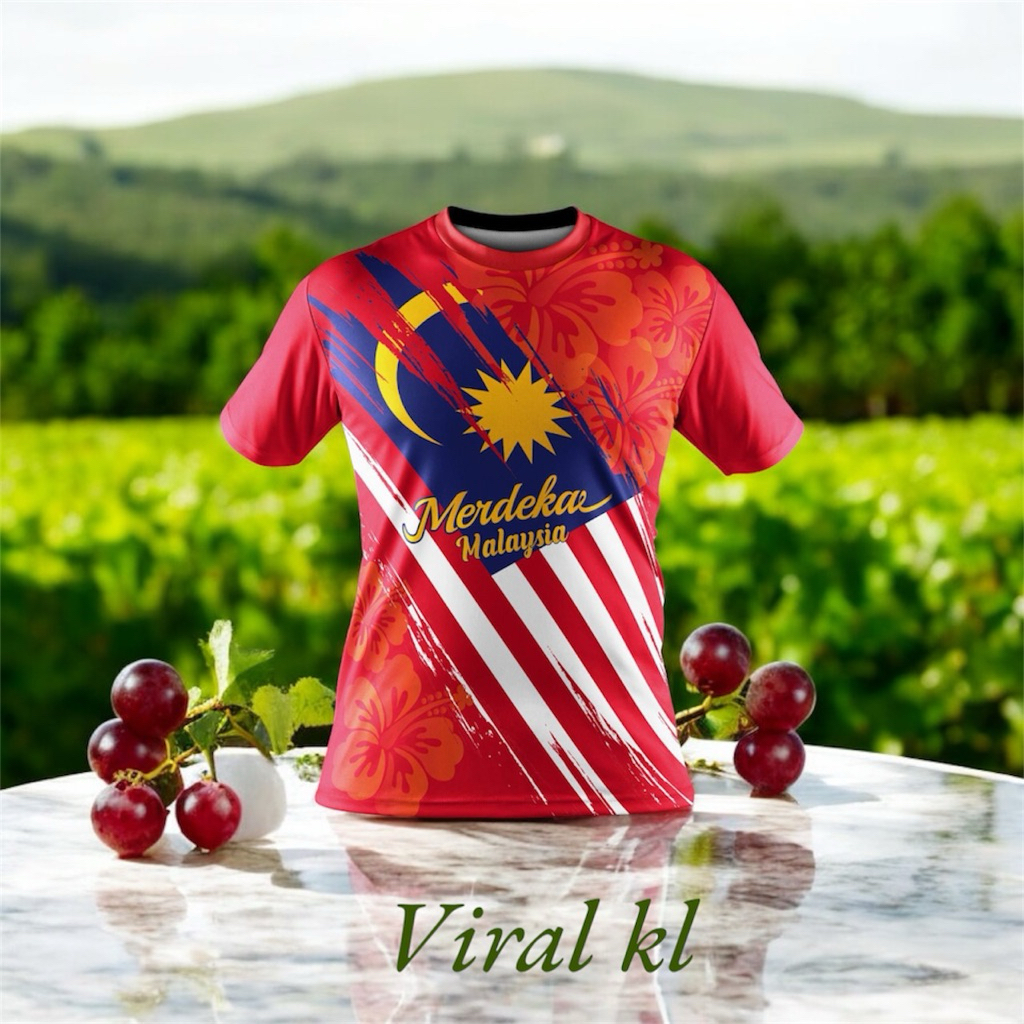 Merdeka T-Shirt Malaysia Independence Day .(3D Red line T-Shirt ...