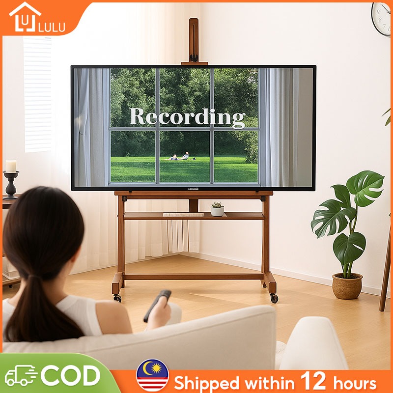LULU 32-85 Inch Tv Stand With Wheel Monitor Stand Bamboo Tv Stand Floor ...