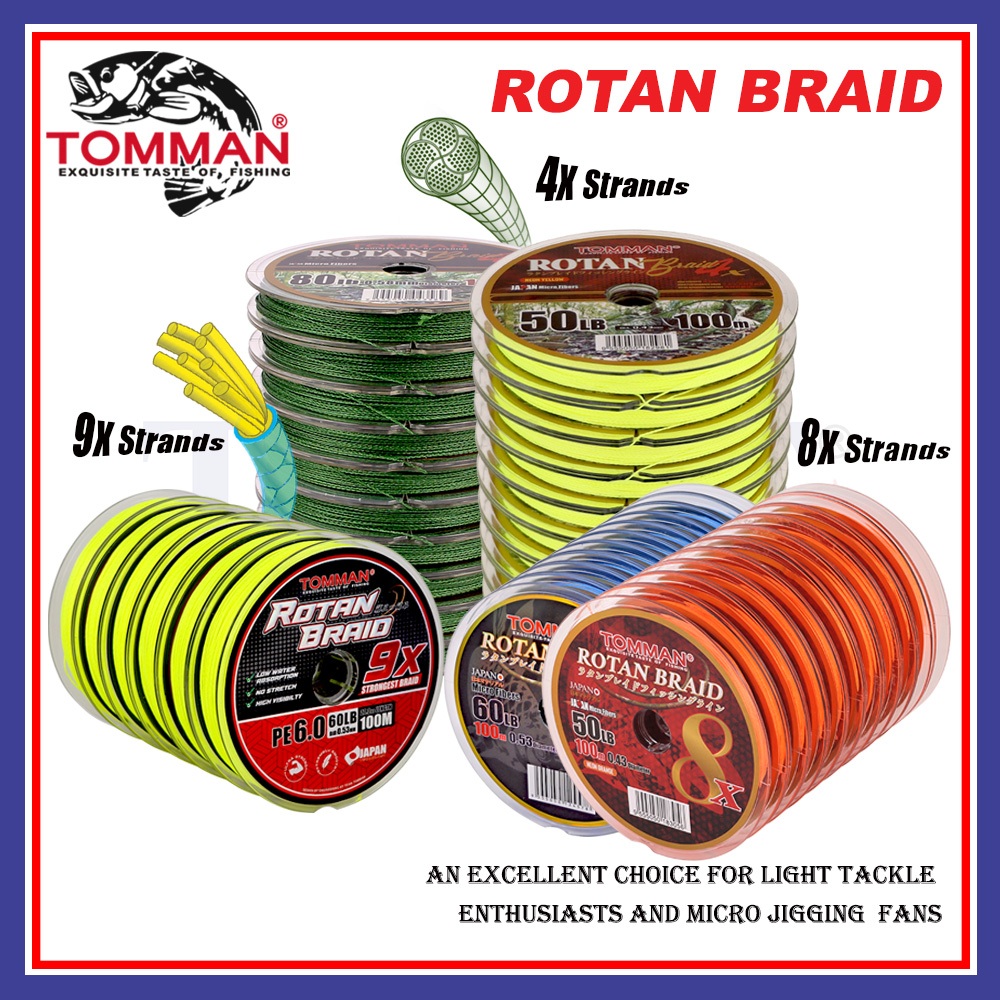 100m (8LB-80LB) Tomman Rotan Braid Fishing Braid Line Japan Material ...