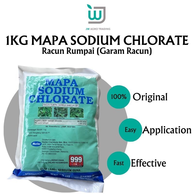 1KG Hextar MAPA SODIUM CHLORATE | Racun Rumpai (Garam Racun) | Shopee ...