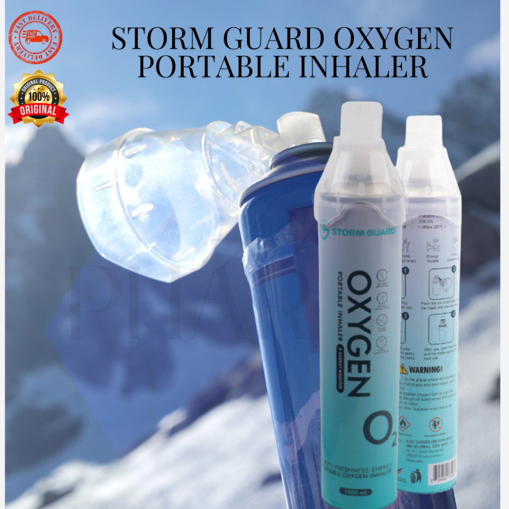 STORM GUARD OXYGEN 1000ML Portable Oxygen Booster Inhaler O2 (99% PURE ...