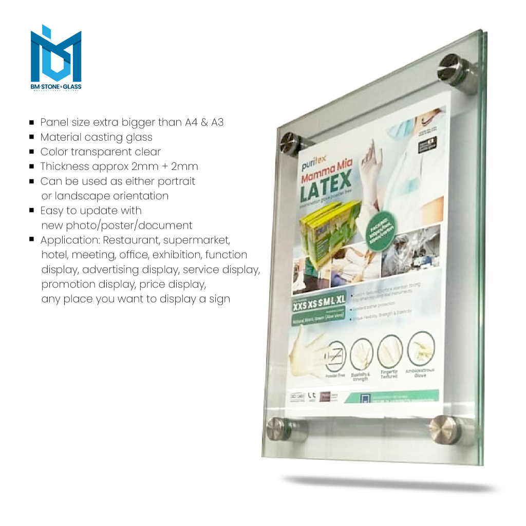 A4/A3, Wall Mount Glass Sandwich Frame Poster, Certificate ...